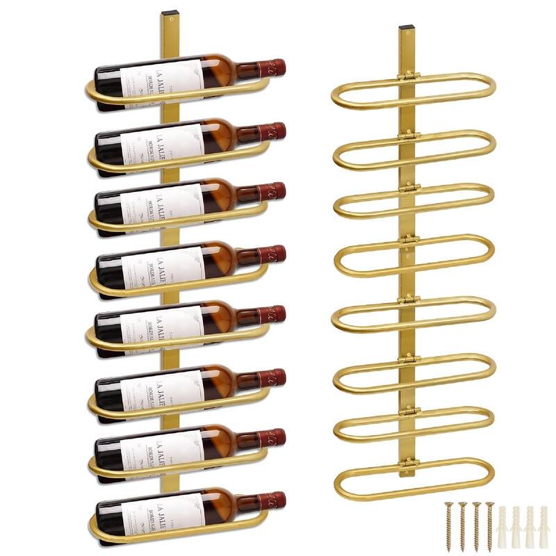 Wine Rack Wall Mounted - 10.2"D x 3.5"W x 16.1"H - Gold