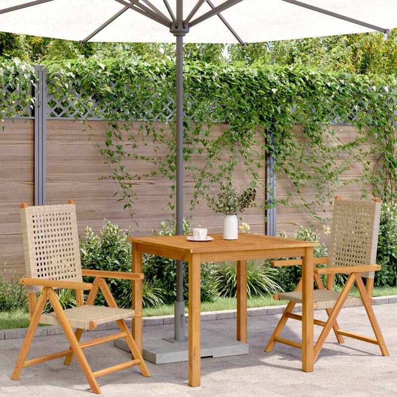 vidaXL Patio Chairs Garden Seating Furniture Solid Wood Acacia and Poly Rattan
