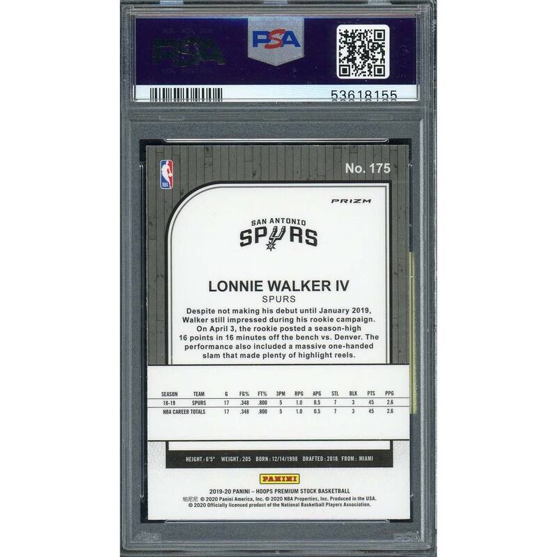 Lonnie Walker IV 2019 Panini Hoops Premium Stock Pulsar Card #175 PSA 10 - 8'6" x 11'6"