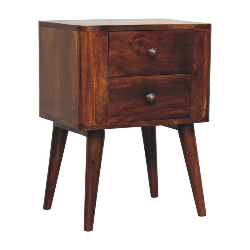 HomeRoots 24" Chestnut Solid Wood Square Two Drawer Nightstand