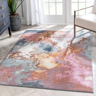 Well Woven Rodeo Petal Modern Abstract Paintsplash Distressed Area Rug ...