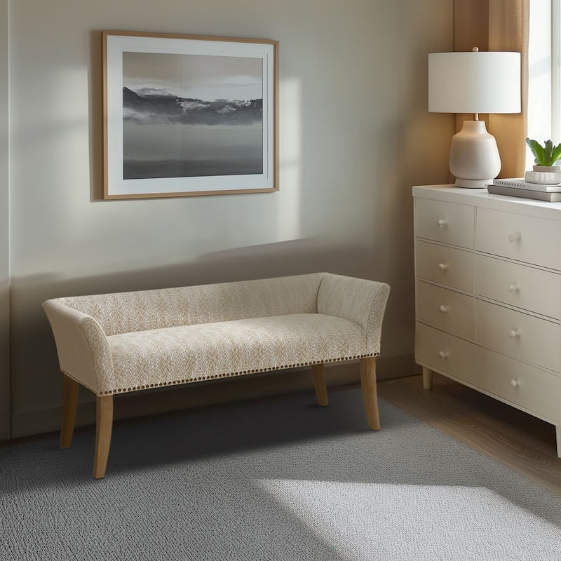 Madison Park Welburn 49.5" Upholstered Bench with Back & Wood Legs