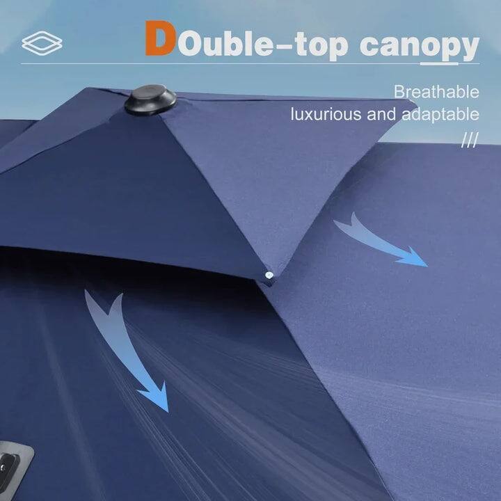 PURPLE LEAF Double Top 9x11/10x12/10x13ft Rectangle Umbrella Large Cantilever Outdoor Classic Umbrella with Base