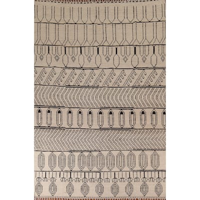 Geometric Moroccan Area Rug Handmade Wool Carpet - 7'10" x 11'1"