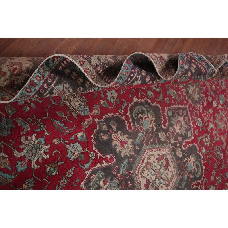 Fuchsia Pink Tabriz Persian Vintage Area Rug Handmade Wool Carpet - 9'6"x 12'8"