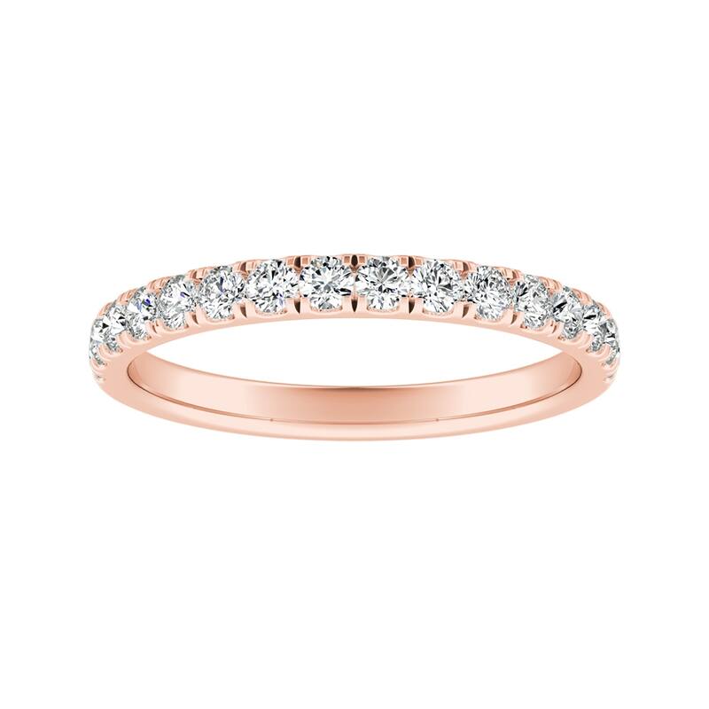 Auriya 3/8ctw Classic Round Diamond Wedding Band 14k Gold - Rose - 7.5