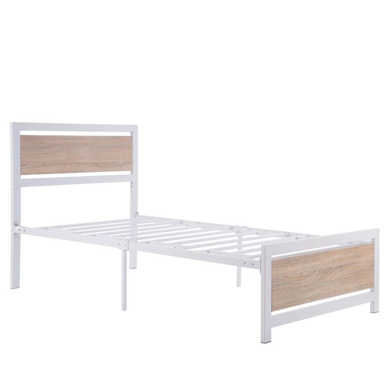 Metal and Wood Bed Frame Platform Bed