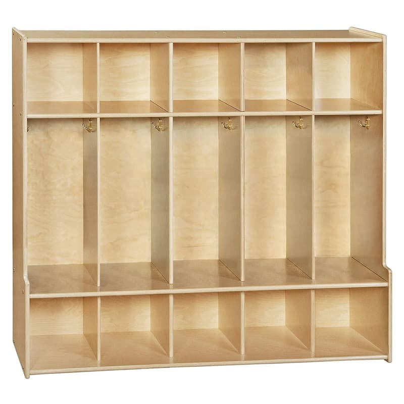 Contender 5 Section Classroom Coat Locker with Bench & Cubby Storage, Montessori Backpack & Cubby Shelving with Hooks - 54"