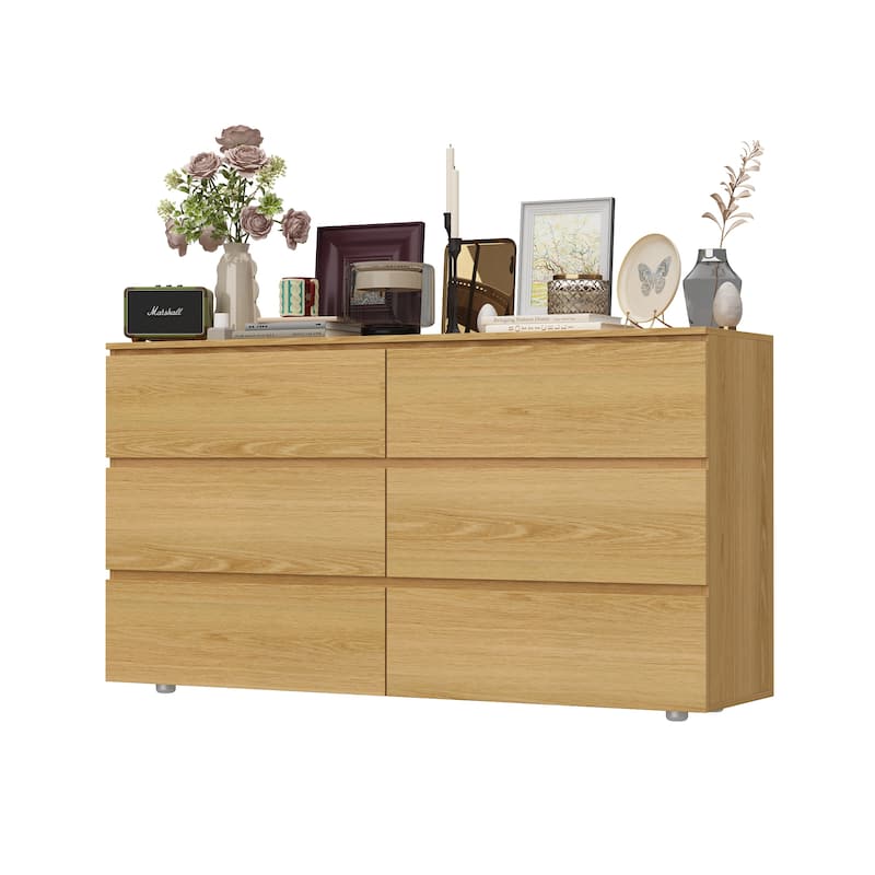 Premium 59-inch 6 Drawers White Floor Double Dresser by Kerrogee