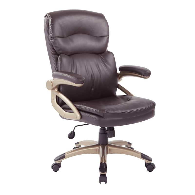 Excutive High-Back Espresso Bonded Leather Chair with Cocoa Accents