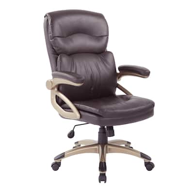Excutive High-Back Espresso Bonded Leather Chair with Cocoa Accents