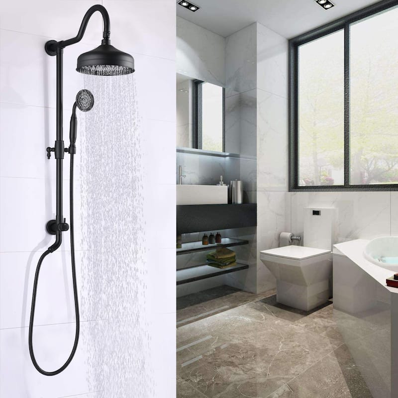 Proox Wall Mount Bathroom Rainfall Shower Fixtures Faucet with 8 inch Shower Head Handheld