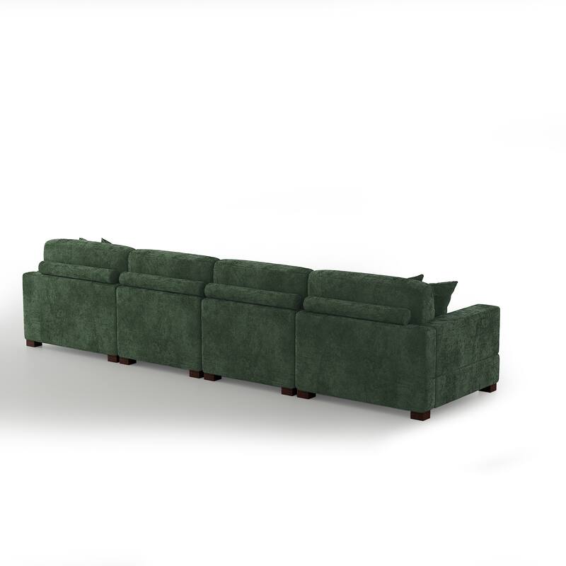 Modern Oversized Chenille Modular Sectional Sofa with Ottoman