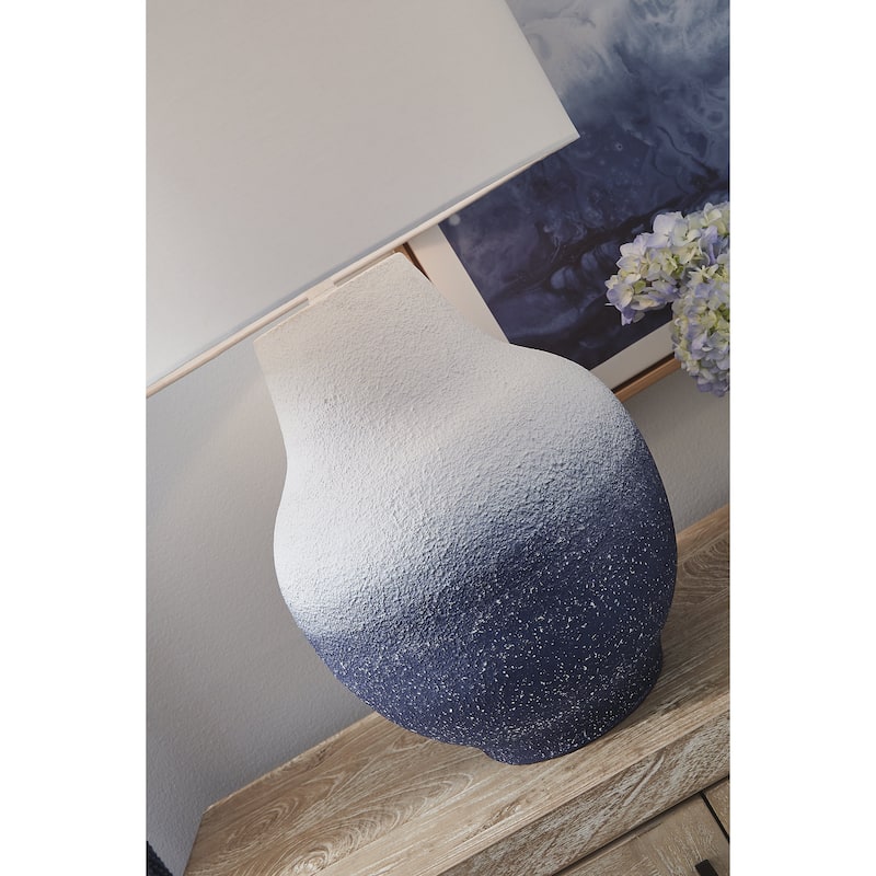 Signature Design by Ashley Dashland White/Blue Table Lamp - 20" W x 20" D x 32" H