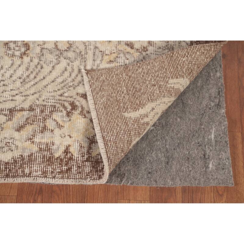 Anatolian Turkish Vintage Rug Handmade Distressed Beige Wool Carpet - 6'1" x 9'7"