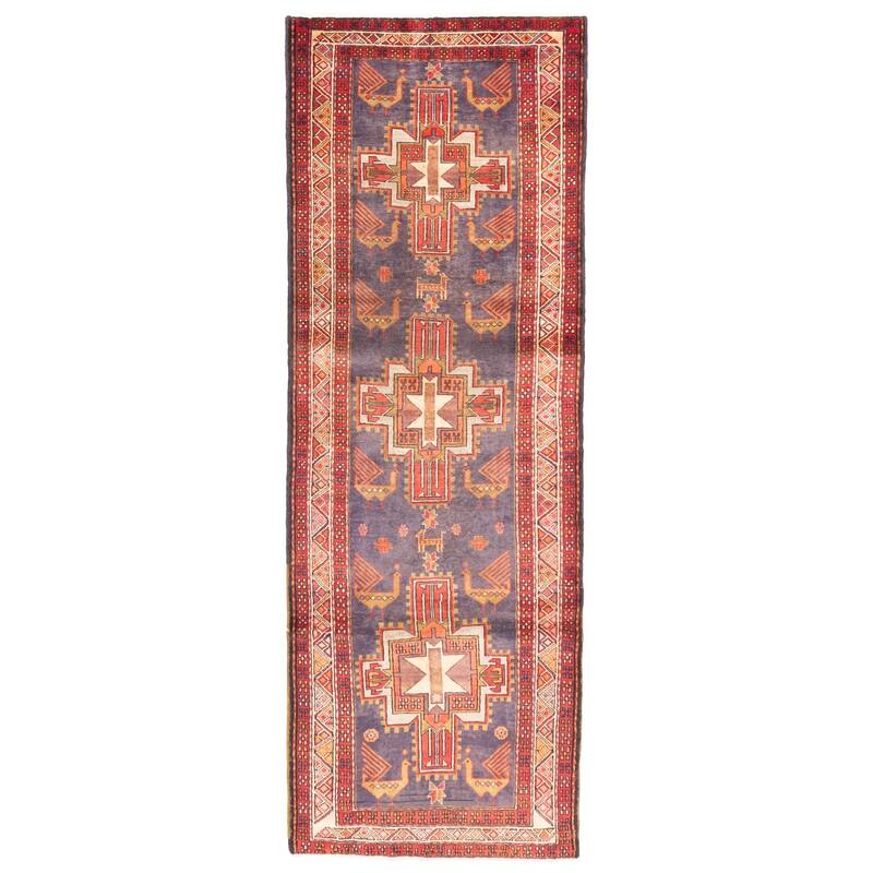 ECARPETGALLERY Hand-knotted Konya Anatolian Navy Wool Rug - 3'7 x 10'4