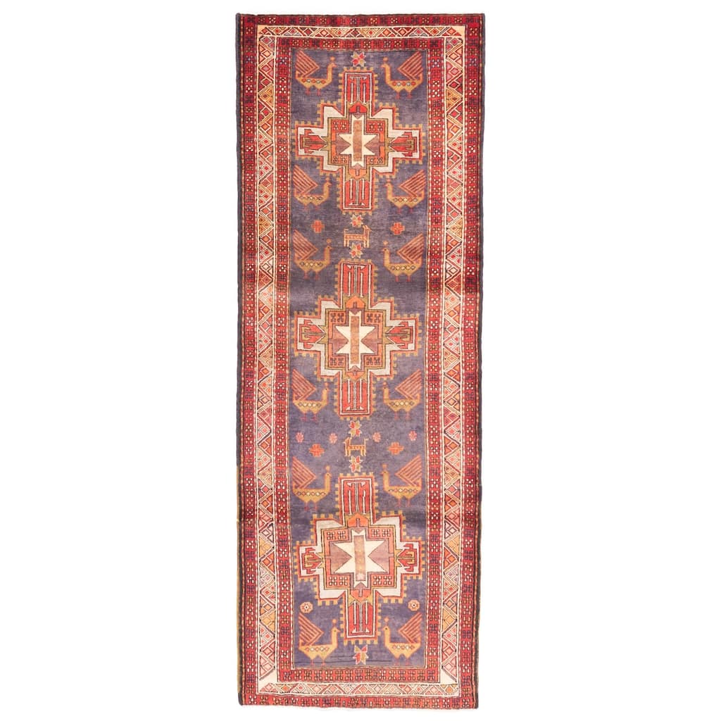 ECARPETGALLERY Hand-knotted Konya Anatolian Navy Wool Rug - 3'7 x 10'4