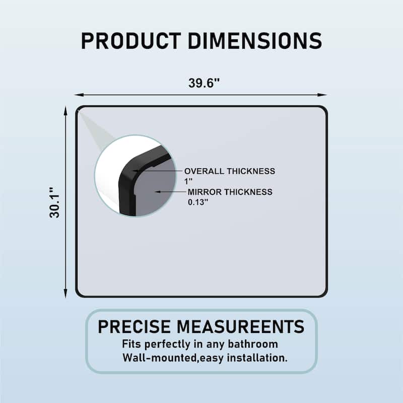 30 Inch Black Rectangular Mirror Metal Framed Mirror Vanity Mirror Dressing Mirror, for Bathroom, Living Room - 40