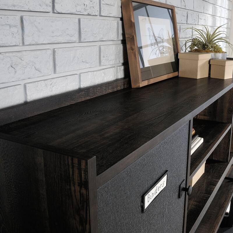 Wood Hutch with Concealed Storage, Brown - 72.05" W x 12.80" D x 38.50" H