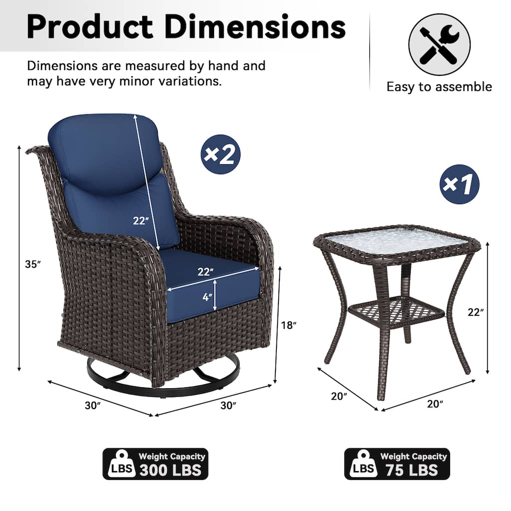 COZYWOR 2-person Outdoor Rattan Seating Group With Cushions