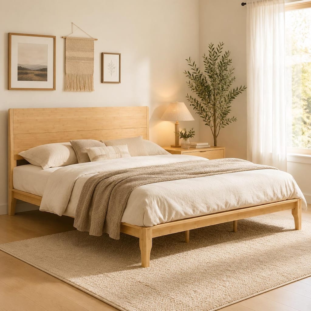 Eco-Chic Bamboo Platform Bed with Storage Space by Harper&Bright Designs