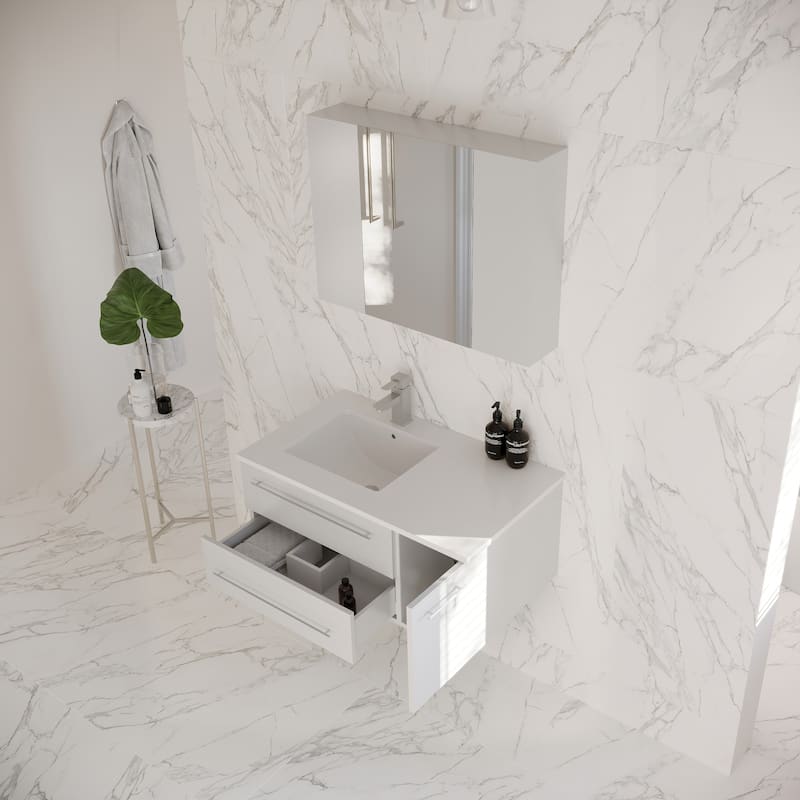 Fresca Lucera 36" Wall Mounted Single Basin Vanity Set with Cabinet,