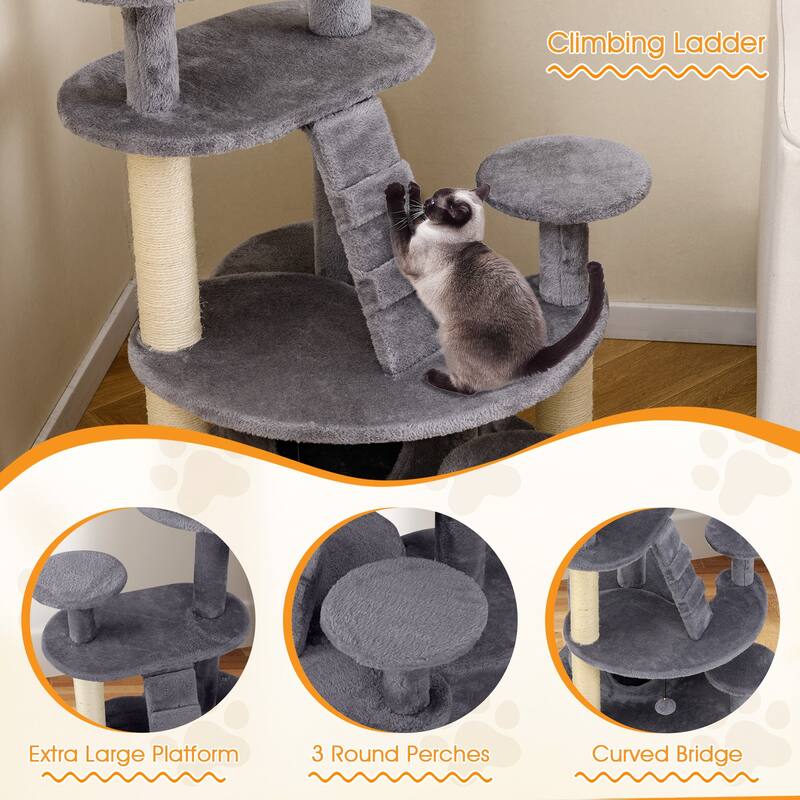 Gymax Cat Tree for Adult Cats Multi-level Kitty Tower w/ Condo Padded