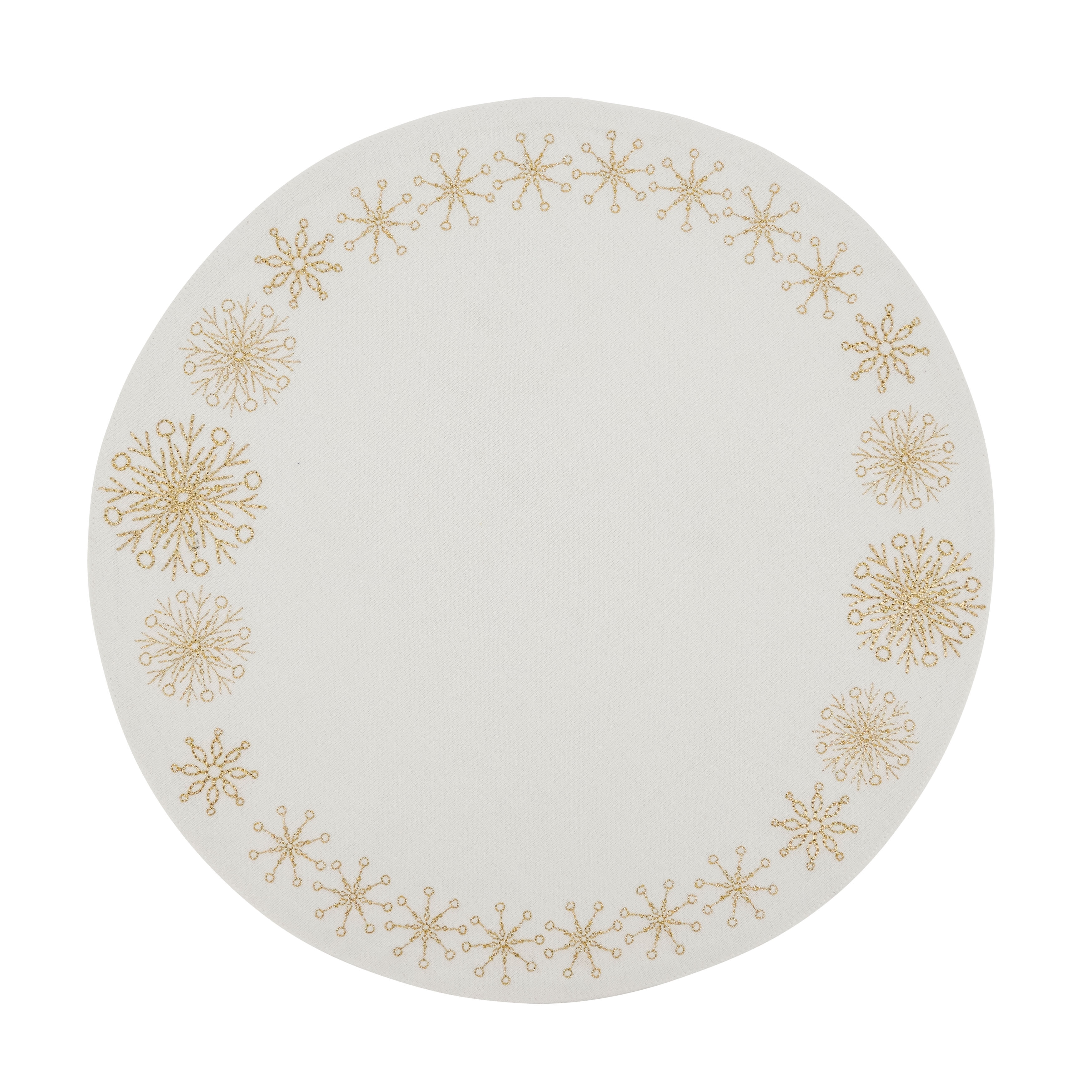 Embroidered Placemats With Snowflakes Design (Set of 4)