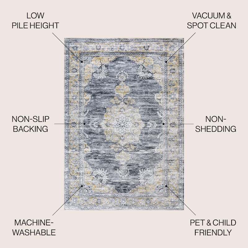 JONATHAN Y Wincer Bohemian Distressed Chenille Machine-Washable Area Rug