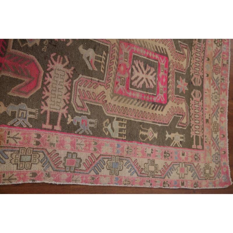 Tribal Meshkin Persian Vintage Runner Rug Handmade Wool Carpet - 3'8" x 10'9"