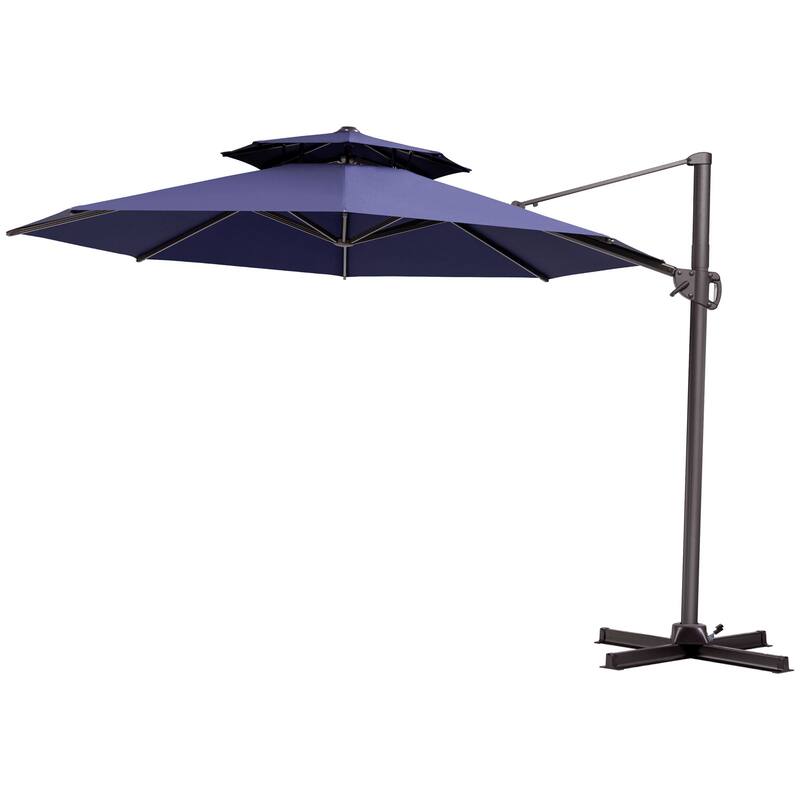 VredHom 11.5FT Dual Wind Vent Offset Cantilever Canopy Patio Umbrella