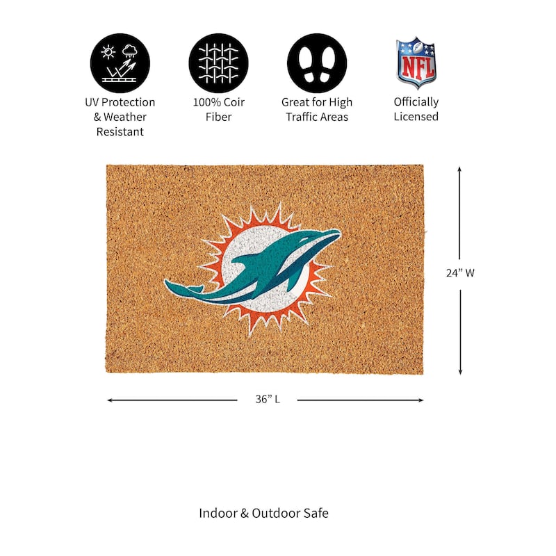 Miami Dolphins Full Color Indoor/Outdoor Coir Mat