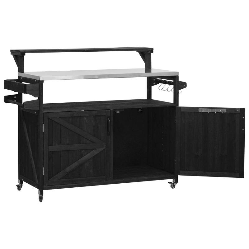 53.3" Outdoor Kitchen Island with Adjustable Shelf and Stainless Steel Top