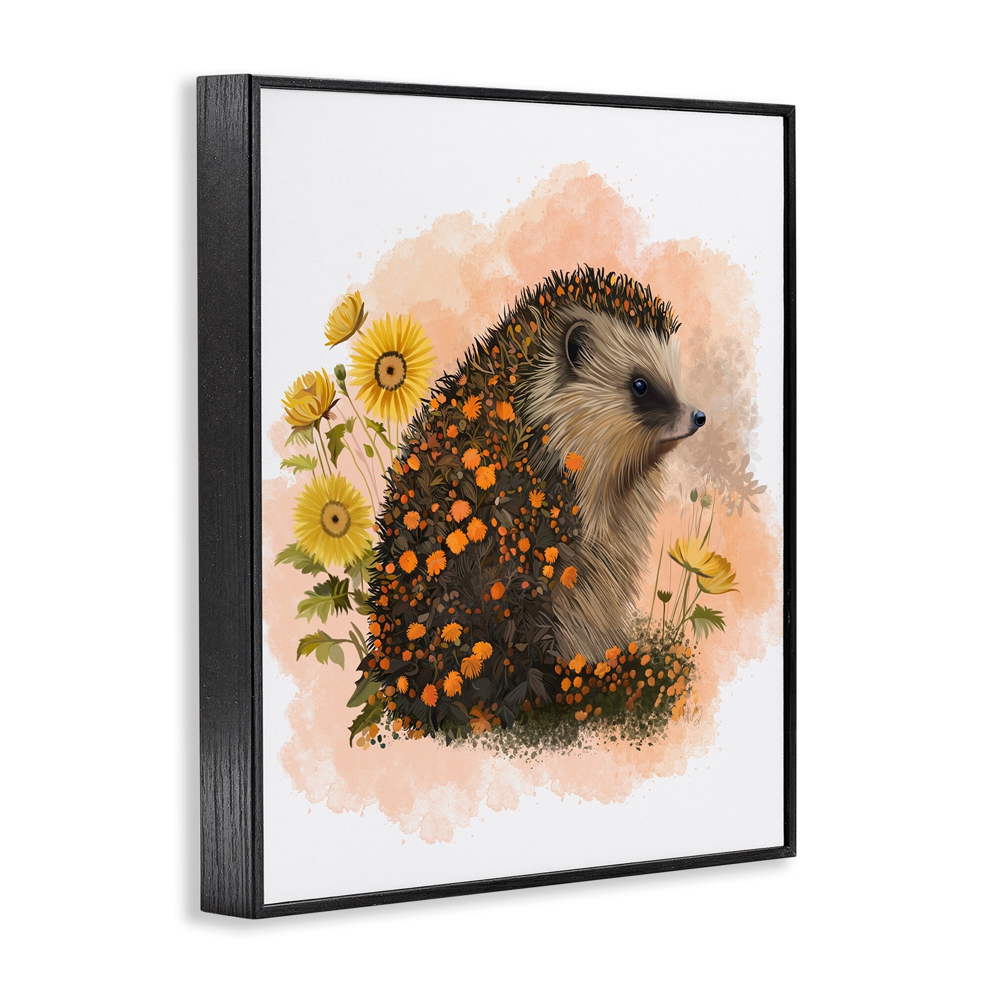 Stupell Wildflower Patterned Hedgehog Framed Giclee Art Design By