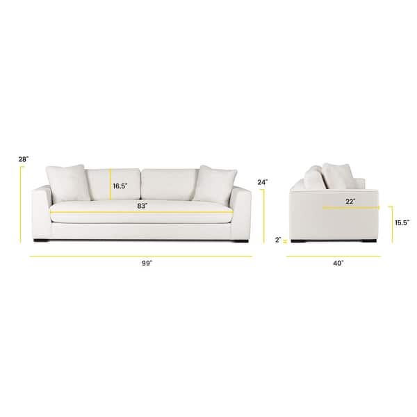 dimension image slide 2 of 3, Poly & Bark Fabric Capri 99" Sofa - Performance Fabric (Stain and Spill Resistant)