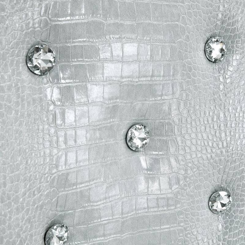 Set of 2 Retro Alligator Skin Upholstered Dining Chairs with Crystal Buckle Design & Faux Leather