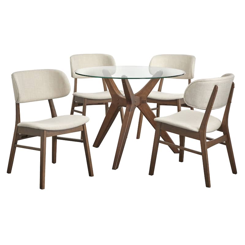 Lifestorey Toni Solid Wood and Glass Dining Set