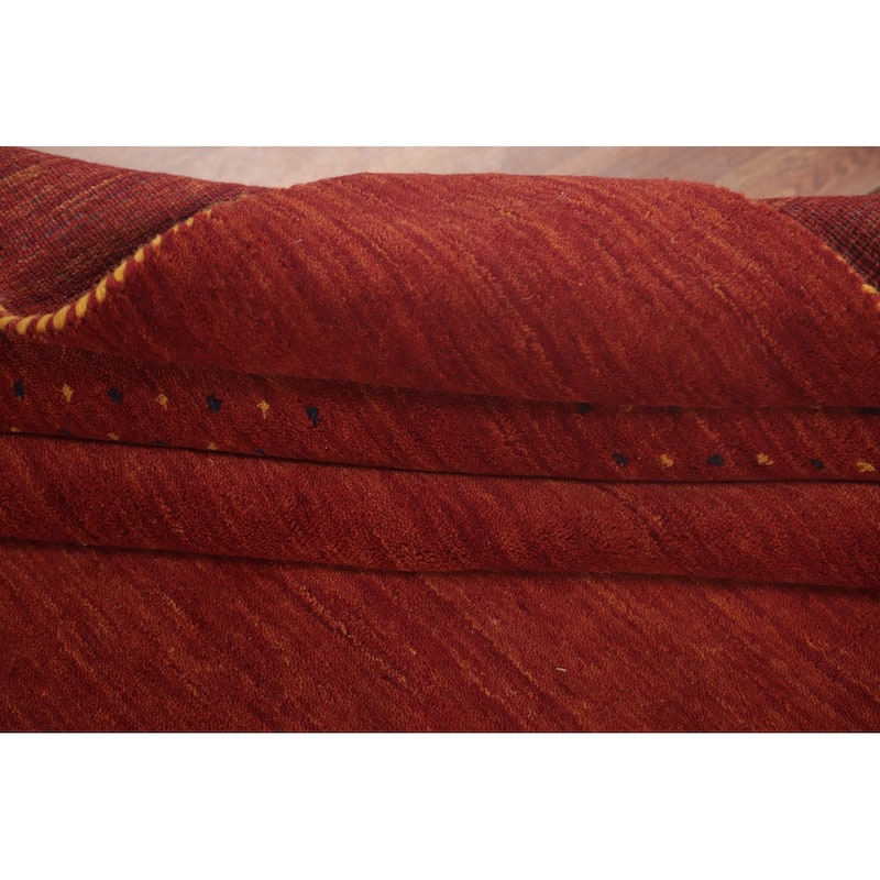 Gabbeh Area Rug Hand-Knotted Stripe Wool Carpet - 6'7"x 9'8"