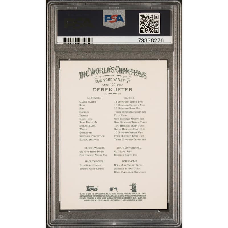 Derek Jeter 2008 Topps Allen & Ginter Baseball Card #120 Graded PSA 10 - 8'6" x 11'6"