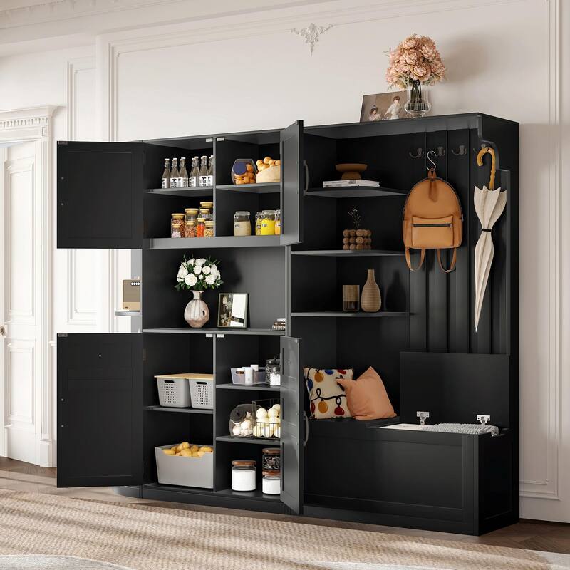 Multifunctional Left-Right Combination Hall Cabinet with Storage and 4 Hooks