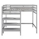 preview thumbnail 27 of 26, Full Size Pine Loft Kids Bed Frame with Built-in Storage Staircase and Clothes Hanger, Maximized Under-Bed Space, White