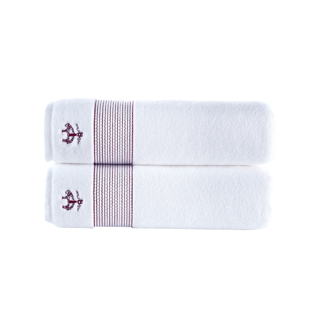 Brooks Brothers Rope Stripe Border 2 pcs Bath Sheets