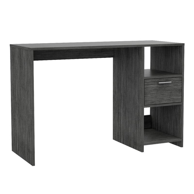 Freestanding Rectangular Computer Desk with Storage Drawer, Open Compartments, and Sleek Modern Design
