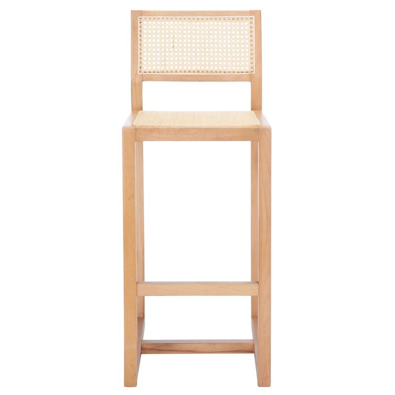 SAFAVIEH Evangeline Rattan Bar Stool - 16" W x 19" D x 41" H - 16Wx19Dx41H