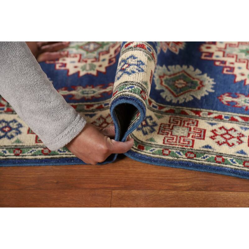 Traditional Blue Kazak Foyer Rug Hand-Knotted Wool Carpet - 2'7"x 4'1"