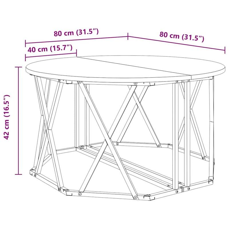 vidaXL Coffee Table Grey sonoma 31.5" x 31.5" x 16.5 - 31.5 x 31.5 x 16.5 inch