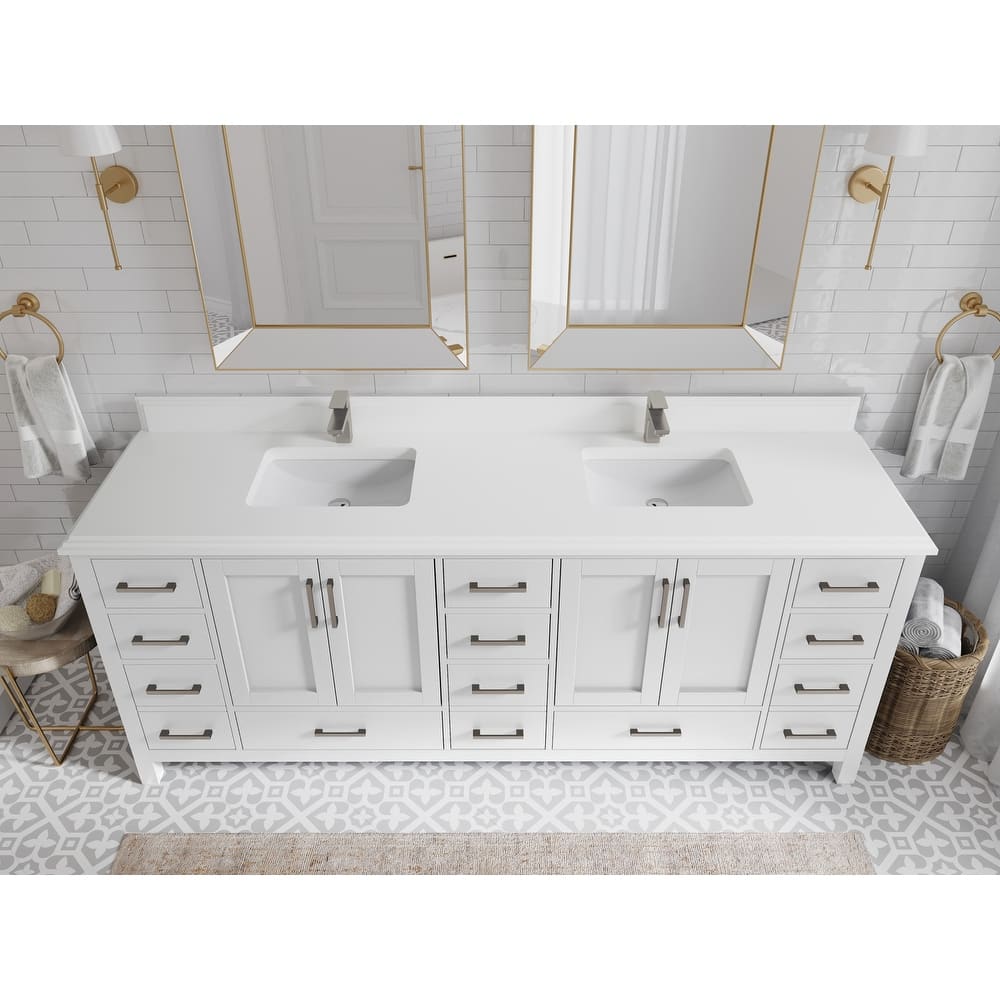 Willow Collection 84 in. W x 22 in. D Malibu Double Sink Bathroom Vanity with Countertop