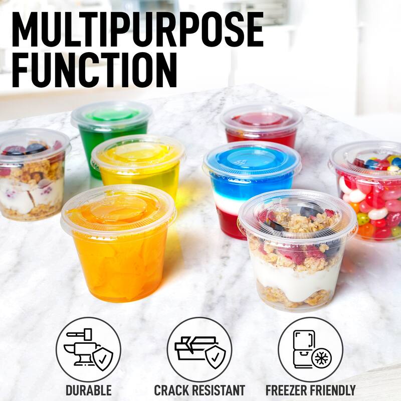 Zulay Kitchen Plastic Portion Cup Condiment Container with Lids by Simple Craft