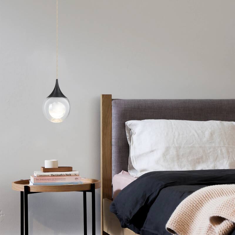 Moon Crystal 1-light Single Globe LED Hanging Pendant Light in Gold/ Chrome/Black/Coffee for Living Room