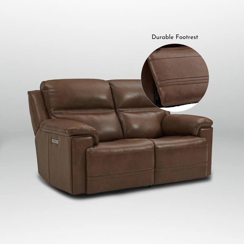 Genuine Leather Dual Power Reclining Loveseat with Zero Gravity, Adjustable Headrest, USB/Type-C